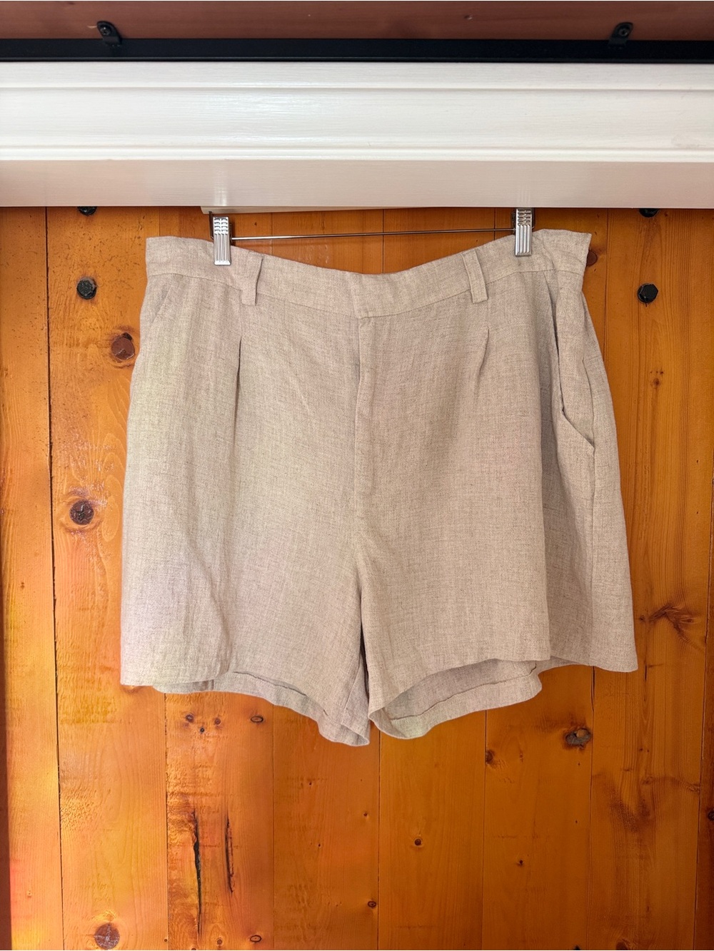 ASOS Natural Linen Blend Pleated Dad Shorts US 14 NWOT
